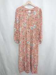 ◇ ⊂ Spick & Span スピック＆スパン 花柄 長袖 ロング ワンピース サイズ36 コーラルオレンジ系 レディース E  【1502060024280】