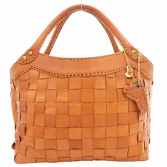 ロビタ robita メッシュレザートート ハンドバッグ 肩掛け チャーム 編み込み レザー 茶 ブラウン /GV