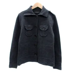 ボディドレッシングデラックス BODY DRESSING Deluxe ニットジャケット ステンカラー ミドル丈 チャコールグレー /HO35のサムネイル