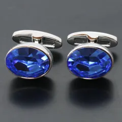 鎌倉カフス工房　サファイア・スワロフスキーカフスボタン（カフリンクス）