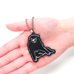 【長沢芦雪の「犬」】ブラックアクリルキーホルダー（小）／いぬ イヌ DOG かわいい ユニーク 個性的 絵画アレンジ