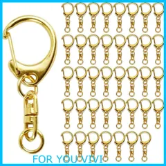 【特価商品】50個入り キーホルダー 金具 キーホルダー金具 ナスカン レジン パーツ キーホルダーパーツ 回転フック 丸カン 付き ワンタッチ アクセサリーパーツ キーリング ストラップ ナスカン 手芸用品 ハンドメイド アクセサリー 手作り 素材 (ゴール
