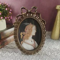 アートフレーム フォトスタンド 写真立て おしゃれ アンティーク調 レトロ 楕円形 置き型 壁掛け フォトホルダー フォトフレーム 写真フレーム 写真入れ 卓上 デスクトップ 置物 リビング 寝室 ギフト 2カラー