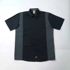 【最終値下げ SALE】Dickies ディッキーズ ワークシャツ USAモデル 半袖 ブラック×ダークグレー L　B202507