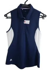 【美品】adidas(アディダス) ノースリーブポロシャツ ネイビー白 レディース M ゴルフ用品 2506-0003 中古