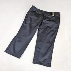 【アディダス】ゴルフパンツ　ゴルフウェア　 adidas　黒　ブラック　M　レディース クロップ ワンポイント 3ライン Y2K　森ガール