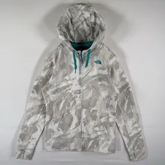 古着 ザ・ノースフェイス THE NORTH FACE シェルジャケット スウェットパーカー フルジップ カモフラ柄 ロゴ刺繍 S  ホワイト レディース