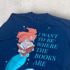US古着 Disney ディズニー リトル マーメイド Mermaid 人魚 Tシャツ L ネイビー