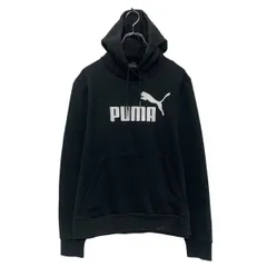 PUMA プリント スウェット パーカー プーマ L ブラック プルオーバー ロゴ 古着卸 アメリカ仕入 a610-7027