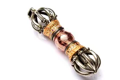 アルタイ隕石(メテオライト) 39x11(丸玉8)mm 金剛杵 ピンクゴールドコーティング ペンダントトップ 1個売り パワーストーン 天然石 _PRG2183-3