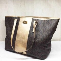 美品 マイケルコース レザー トートバッグ 総柄 ブラウン系
