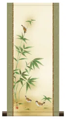 武田一路筆　彩色花鳥画　【　銀　鳩　図　】　肉筆　自題箱　　絹本掛軸一幅　509 武田一路筆 彩色花鳥画 【 銀 鳩 図 】 肉筆 自題箱 絹本掛軸一