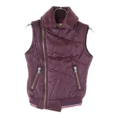 DIESEL (ディーゼル) ロゴ刺繍ライダースダウンベスト レディース ダウンベスト バーガンディ