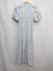 ◇ MERCURYDUO ウエストゴム　夏　パフスリーブ　デート 半袖 ロング丈 ワンピース サイズM スカイブルー系 レディース E  【1504210010549】