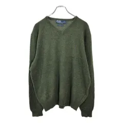 Polo by Ralph Lauren ポロ ラルフローレン Vネック ウールニットセーター 大きいサイズ グリーン(メンズ XXL)中古 古着 v2430