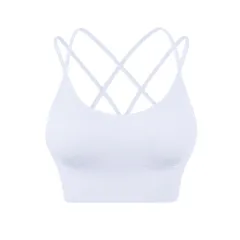 スポーツブラ 揺れない 【ホワイト】 クロスデザイン スポブラ スポーツ 下着 ブラジャー かわいい ランニング ジュニアブラ ヨガ ジム ジョギング カップ付き 大きいサイズ ジュニア 運動 部活 体育 スポーツ ブラジャー 胸を小さく見せる おしゃれ