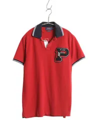 【お得なクーポン配布中!】 ポロ ラルフローレン 鹿の子 半袖 ポロシャツ メンズ M / 半袖シャツ カットソー ワンポイント Pロゴ サガラ ワッペン スリム フィット 赤