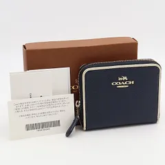 美品 箱/保証書付 コーチ レザー ネイビー系 レディースコインケース 2000000 NSK INU