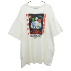 CANDY STRIPPER キャンディストリッパー 日本製 バック エイリアン パンダ アース プリント 半袖 Tシャツ 3 ホワイト レディース 古着