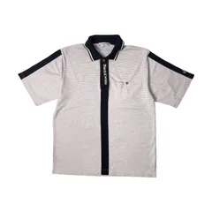 Black&White ブラック&ホワイト 切替デザイン 半袖ポロシャツ M/ホワイト ブラック