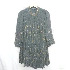 ◇ ⊂ ALLSAINTS オールセインツ 総柄 七分袖 ミニ丈 ワンピース サイズ160/80A ブラック系 レディース E  【1412090044434】