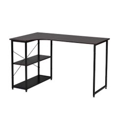 「大人気商品」全新品 【ダークブラウン】パソコンデスク L字　120cm　2段ラック付 デスク木製 ミシン台 書斎机  勉強机　ダークブラウン