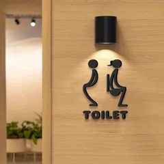 バスルームサイン アクリル製 洗面所ドアインジケーター レストラン カフェ モール トイレマーク ステッカー シック シンプル