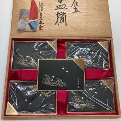 沈金仕立　銘々皿5枚揃い