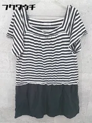 ◇ a.v.v standard アーヴェヴェスタンダード ボーダー柄 半袖 ミニ ワンピース サイズ38 ホワイト ブラック レディース 【中古】 【1101220011254】