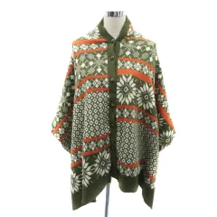 ビームス BEAMS ニットポンチョ ジャケット ノルディック柄 60×170 マルチカラー カーキ /YK31 のサムネイル