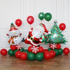mewin クリスマス 飾り バルーン 35点セット 飾り付け 風船 装飾 かざりつけ サンタ ツリー 雪だるま(レッド、グリーン)