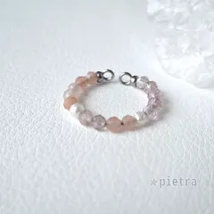 ［e45］ピンクエピドートとオレンジムーンストーンと淡水パールのスリムイヤーカフ*　サージカルステンレス/天然石誕生石