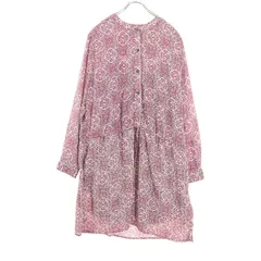 美品 GAP ギャップ 総柄 長袖 膝丈ワンピース L レッド系 レディース 古着