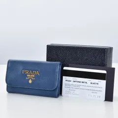 中古USED PRADA キーケース サフィアーノ 6連 1PG222 7929226640 中古USED PRADA キーケース サフィアーノ 6連 ブルー 青 1PG222