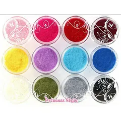 フロッキーパウダー レジン用パウダー デコ用パウダー アクリルコンテナ(直径3cm)入り 12個/セット 【 UVレジン レジン レジン封入 封入 素材 材料 アクセサリー パーツ 封入パーツ レジンパーツ レジン材料 レジン素材 】