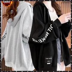 裏起毛パーカー ジップアップ フーディー フード付きスウェット レディース カジュアル ロングパーカー ドロップショルダー 裏ボア 体型カバー 秋冬ライトアウター 暖かい長袖トップス ロゴ羽織り 着やせ ゆったり パーカー