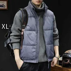 [XL]秋　冬 コーデ メンズ 用 服 シンプル ファッション オシャレ 大人 かっこいい 大きいサイズ ストリート 紳士服 ダウン ジャケット ベスト 厚手 暖かい スタンドカラー 快適 