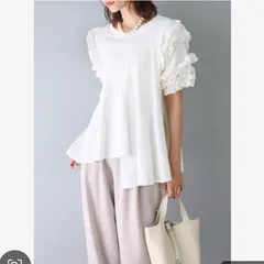 【新品】ラッフルスリーブ ペプラムチュニック Tシャツ カットソー  白● Frene Myu ELFRANK エシカ Mila Owen