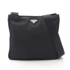 プラダ PRADA ショルダーバッグ ブラック ナイロン サフィアーノレザー トライアングルロゴ ショルダーバッグ レディース Used A