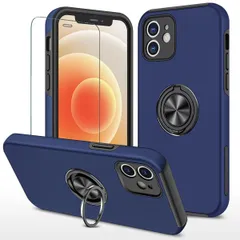 JSCOMYAP iPhone 12 mini ケース用 iphone12mini スマホケース + いphone12mini ?化 ガラス フィルム リング付き スタンド機能 携帯ケース 耐衝撃 スマホカバー Case Cover iphone1