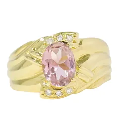 本物 ピンクトルマリン 1.07ct ダイヤモンド 0.05ct K18 YG リング  