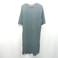 ◇ nano universe カジュアル シンプル 無地　スリット 重ね着 半袖 ロング丈 ワンピース サイズF ブラック レディース E  【1308290035085】