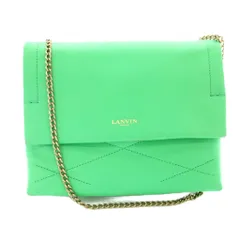 ランバン LANVIN ミニシュガーバッグ ショルダーバッグ フラップ ラムスキン レザー チェーン 緑 グリーン /KU