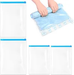 fogman 互換品 収納 衣類圧縮袋 旅行 便利グッズ 省スペース 洋服 トラベルセット 4枚セット 35x50cm2枚＋40x60cm2枚(35x50cm2枚＋40x60cm2枚)