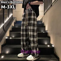 イージーパンツ ワイドパンツ ロングパンツ メンズ 男性 ボトムス 長ズボン ストレート ウエストゴム チェック柄 おしゃれ カジュアル ポケット ゆ