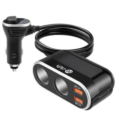 【在庫セール】QC3.0急速充電 usb車載充電器 2USBポート 最大96W 12V/24V車対応 2連 電圧測定 LED付き 過負荷保護 シガーソケット 着脱可能 (ブラック) iPhone Te-Rich 6s Plus対応