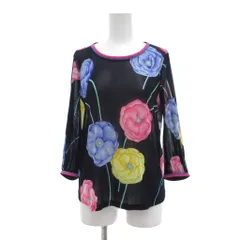 美品 レオナール 花柄 ストライプ 長袖カットソー カンカン LL