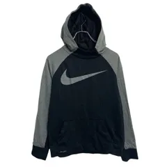 NIKE ロゴスウェット パーカー XL キッズ 160～ ブラック グレー ナイキ プルオーバー スポーティー 古着卸 アメリカ仕入 a703-6222