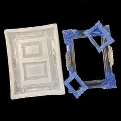 フォトフレーム型 シリコンモールド 古典 彫刻 がくぶち 1セット 3種類 縁 浮き彫り エポキシ樹脂 DIYBravo UVレジン DIY 手芸用品 長方形 ミラーフレーム ホームデコレーション 画像 贈り物 (フォトフレーム型)