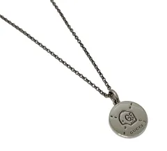 グッチ ゴースト SV925 ネックレス ラウンド ペンダント GG柄 銀製品 メンズ レディース 男女兼用 GUCCI アクセサリー